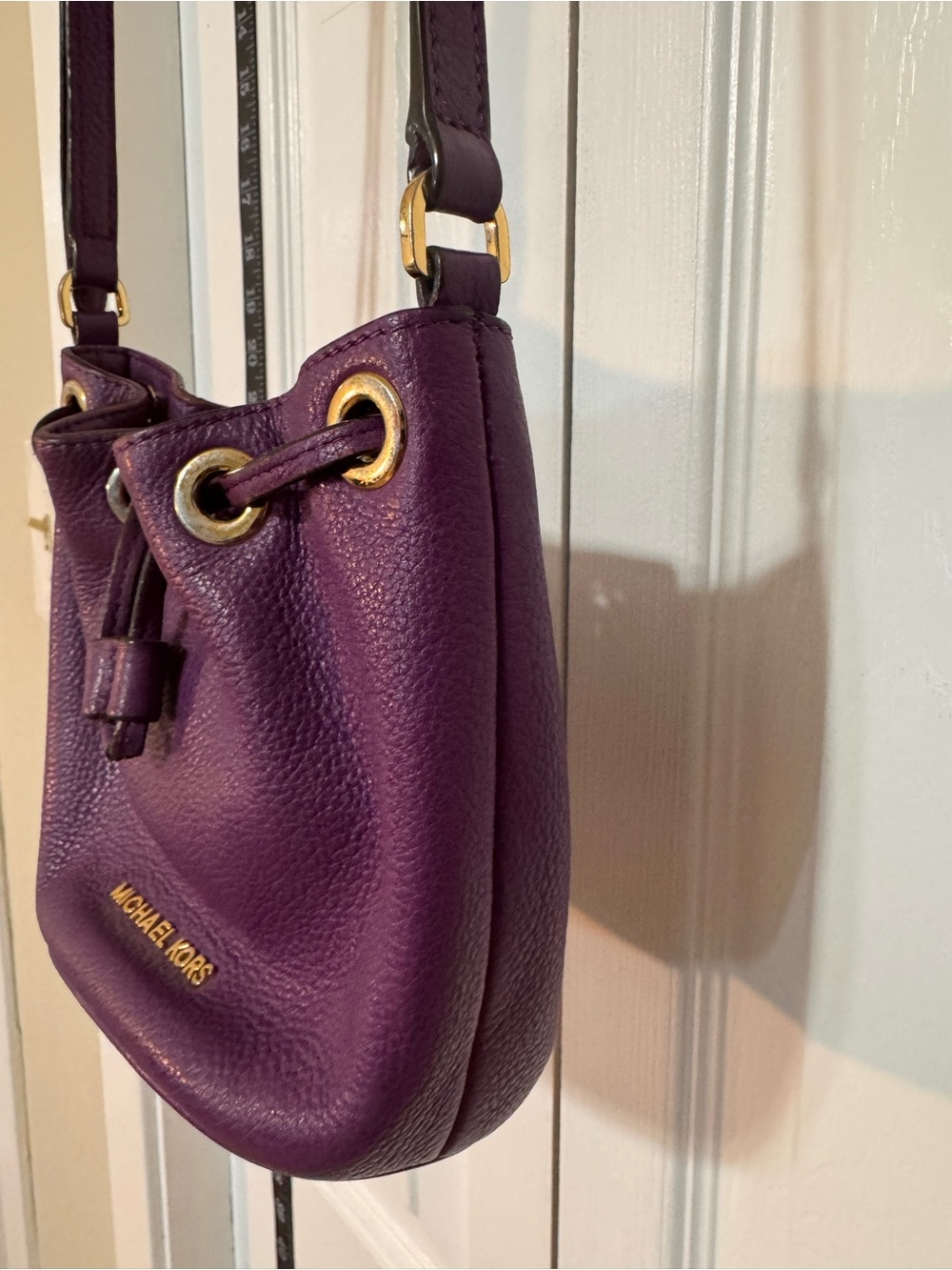 Michael Kors Plum Leather Drawstring Crossbody Bag - Picture 4 of 9